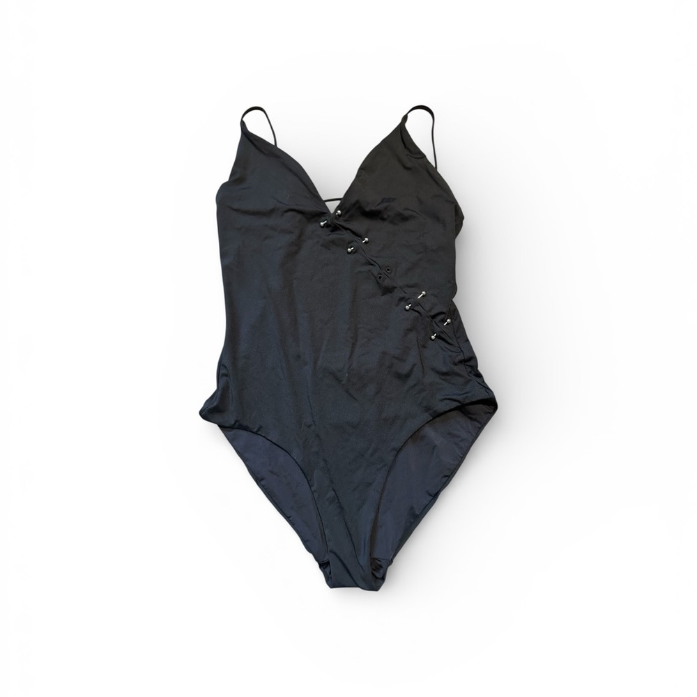 Onia studded one piece swimsuit black silver
